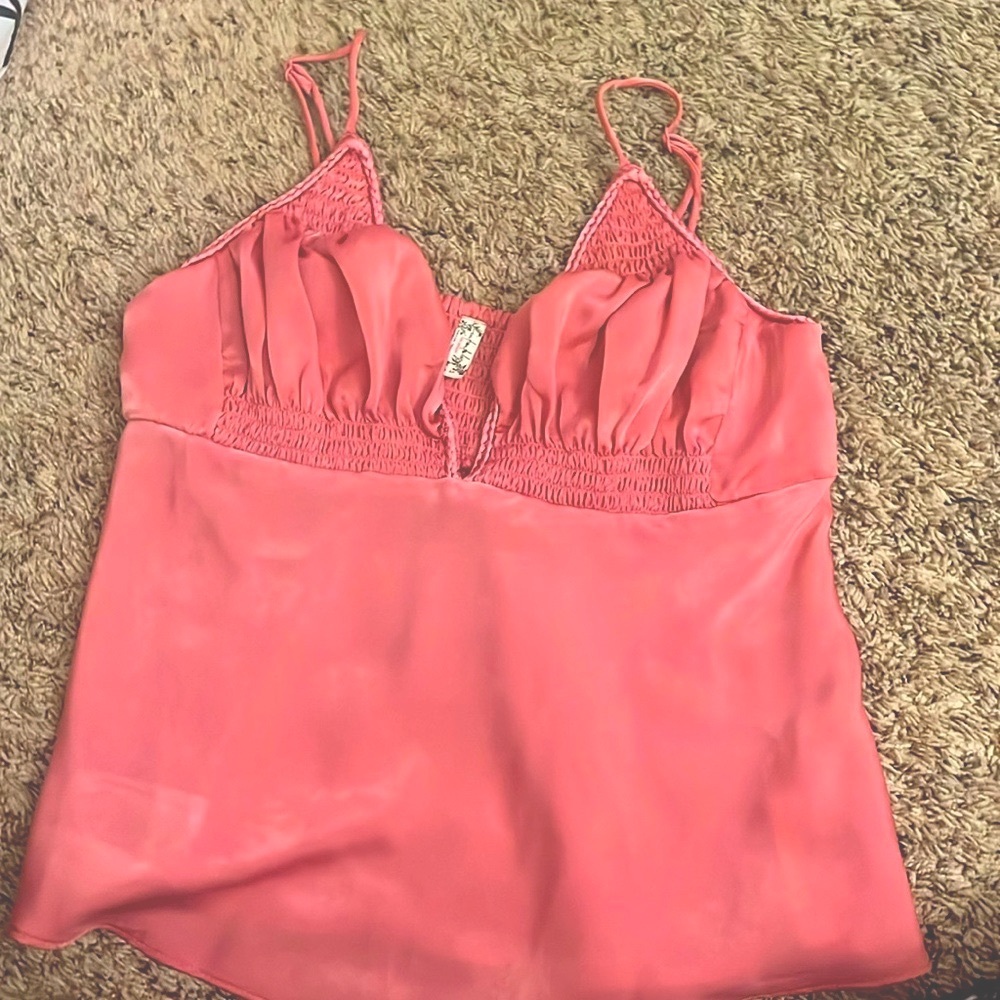 Pink free people satin tank top. Size small.